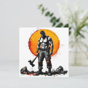 warrior barbarian medieval fantasy hummer strength card