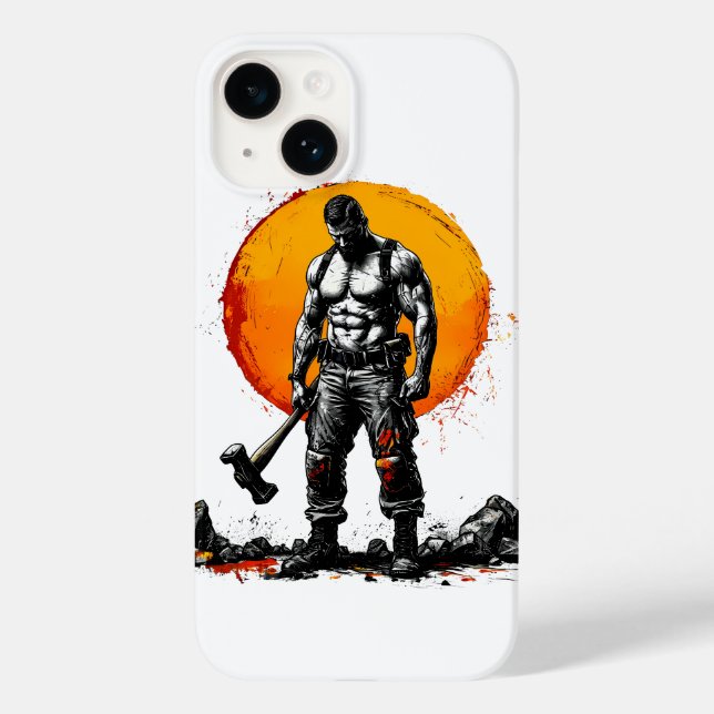 warrior barbarian medieval fantasy hummer strength Case-Mate iPhone case (Back)