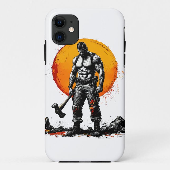 warrior barbarian medieval fantasy hummer strength Case-Mate iPhone case (Back)