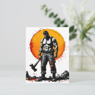 warrior barbarian medieval fantasy hummer strength holiday card