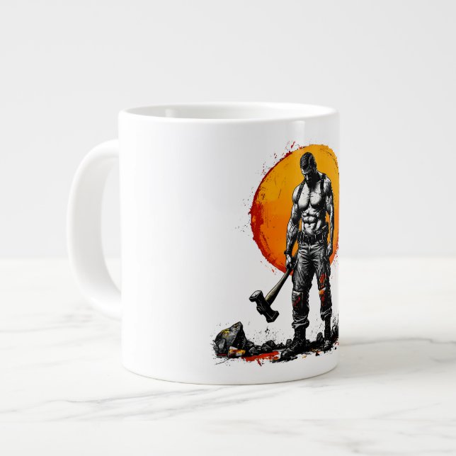 warrior barbarian medieval fantasy hummer strength large coffee mug (Front Left)