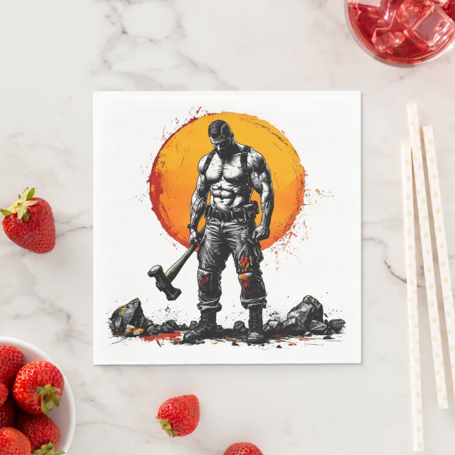 warrior barbarian medieval fantasy hummer strength napkin (Insitu)