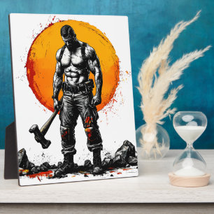 warrior barbarian medieval fantasy hummer strength plaque