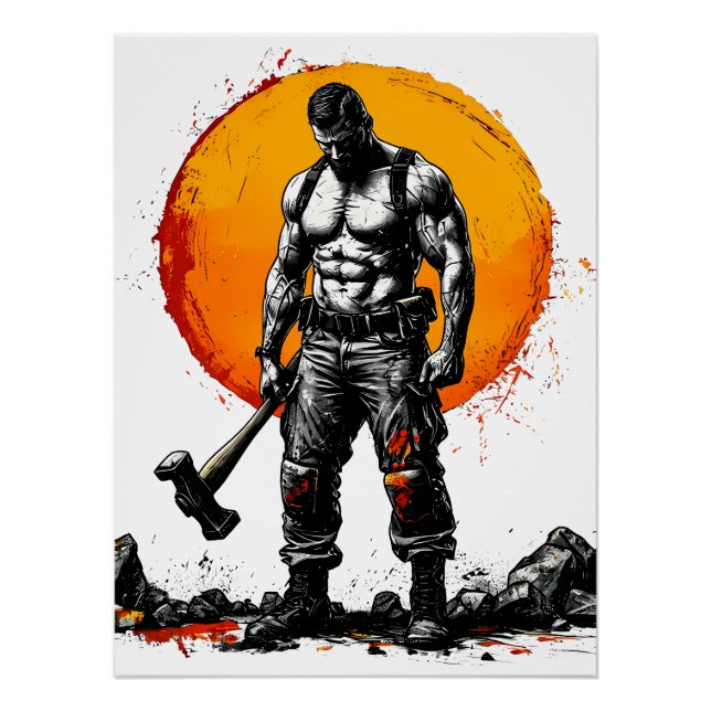 warrior barbarian medieval fantasy hummer strength poster (Front)