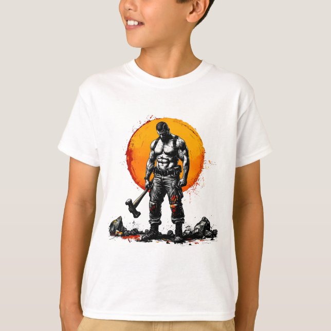 warrior barbarian medieval fantasy hummer strength T-Shirt (Front)