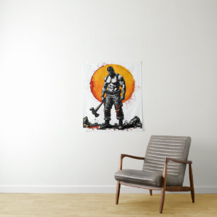 warrior barbarian medieval fantasy hummer strength tapestry