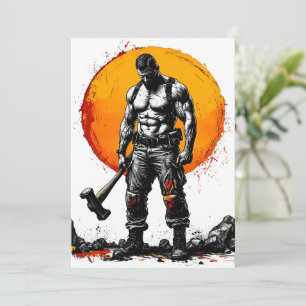 warrior barbarian medieval fantasy hummer strength thank you card