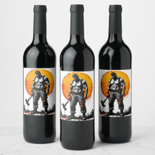 warrior barbarian medieval fantasy hummer strength wine label