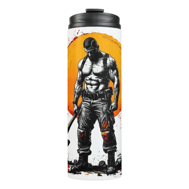 warrior barbarian medieval fantasy Thermal Tumbler (Front)