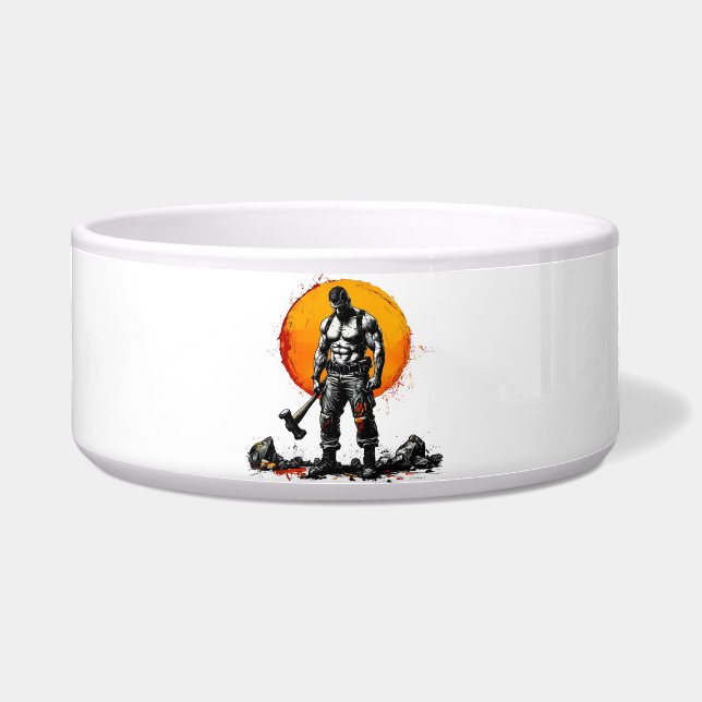 warrior barbarian medieval fantasyCeramic Pet Bowl (Front)