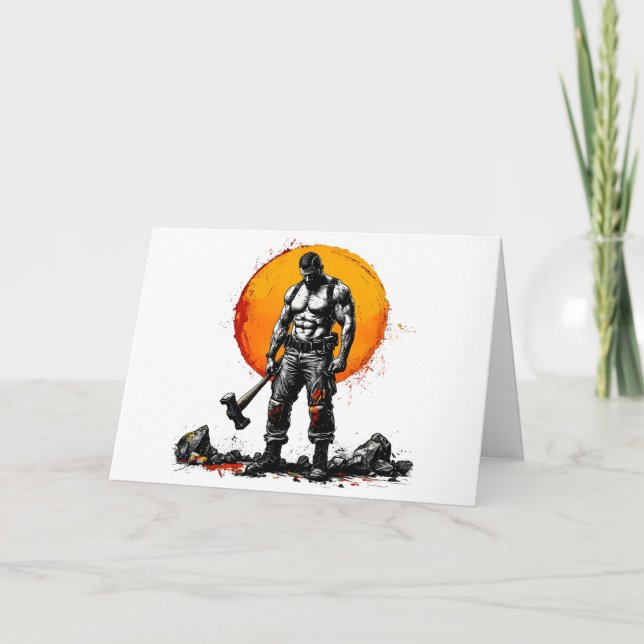 warrior barbarian medieval Folded Thank You Card (Front)