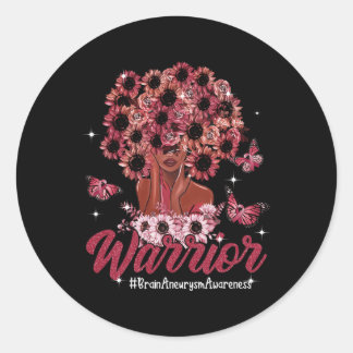 Warrior Black Women Sunflower Hair Brain Aneurysm  Classic Round Sticker