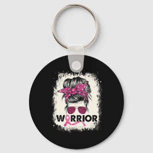 Warrior Breast Cancer Awareness Pink Ribbon Messy Keychain