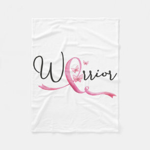 Warrior Breast Cancer Month Butterflies Pink Ribbo Fleece Blanket
