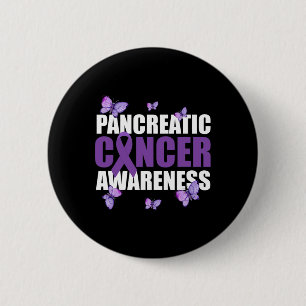 Warrior Butterfly Purple Ribbon Pancreatic Cancer 2 Inch Round Button