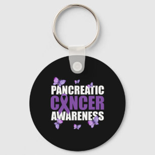 Warrior Butterfly Purple Ribbon Pancreatic Cancer Keychain