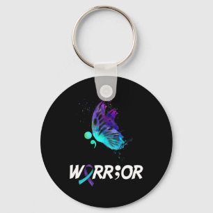 Warrior Butterfly Semicolon Suicide Prevention Awa Keychain