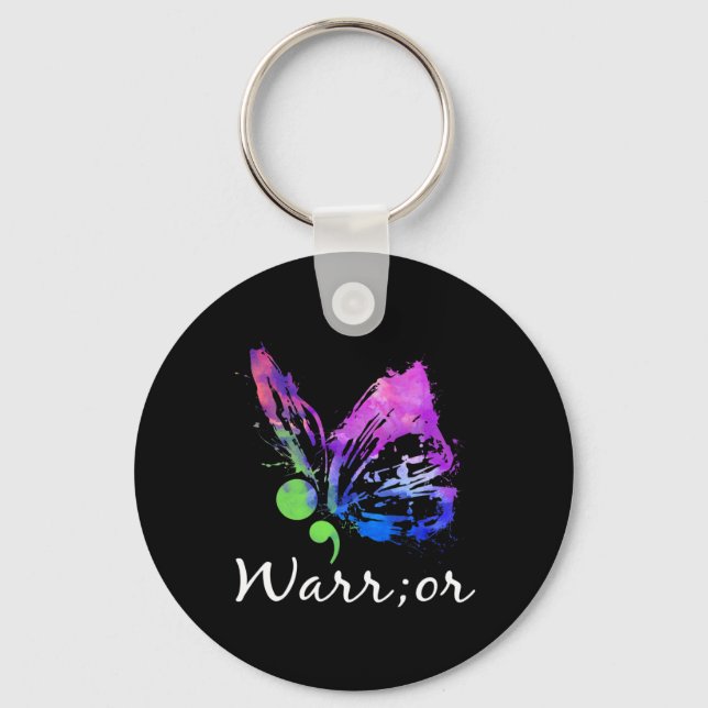 Warrior Butterfly Semicolon Suicide Prevention Awa Keychain (Front)