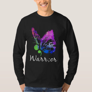 Warrior Butterfly Semicolon Suicide Prevention Awa T-Shirt