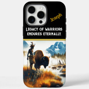 Warrior by river with bison iPhone 16 pro max case