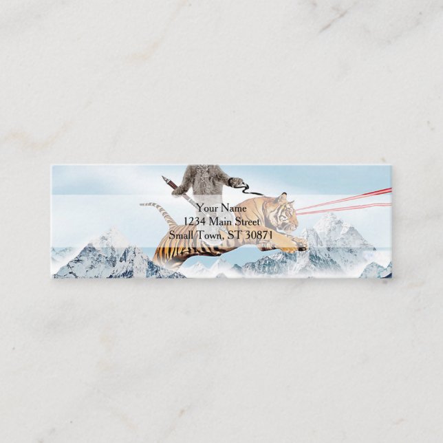 Warrior cat Riding A Tiger Mini Business Card (Front)