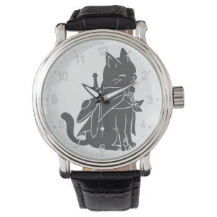 Warrior cat silhouette - Choose background color Watch