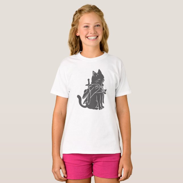 Warrior cat silhouette - Choose background colour T-Shirt (Front Full)