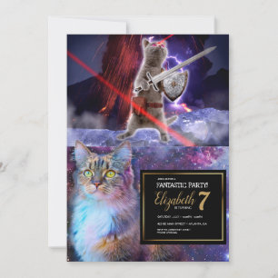 Warrior cat with lasers from eye invitation