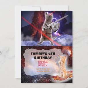 Warrior cat with lasers from eye invitation