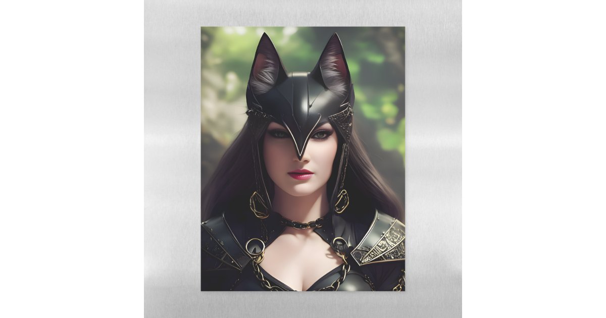 Warrior catgirl in dark green armour dry erase sheet Zazzle