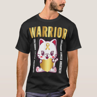 warrior cute cat childhood cancer awareness  T-Shirt