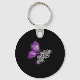 Warrior Fibromyalgia Awareness Women Purple Butter Keychain