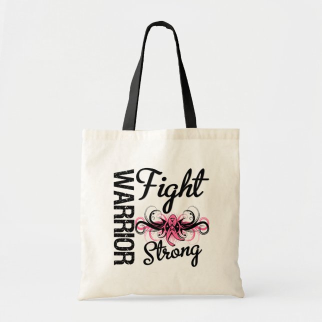 Warrior Fight Strong Breast Cancer Tote Bag (Front)