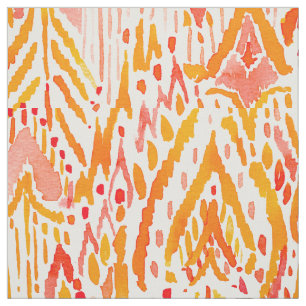 WARRIOR FIRE Boho Chic Ikat Tribal Watercolor Fabric