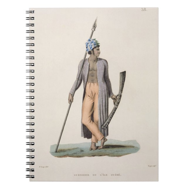 Warrior from the Island of Guebe, from 'Voyage aut Notebook (Front)
