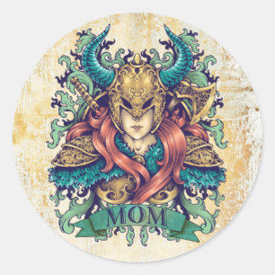 Warrior Goddess Mom ID500 Classic Round Sticker