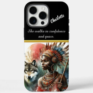 Warrior goddess with her wolf companion iPhone 16 pro max case
