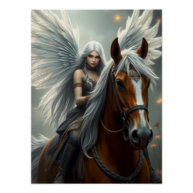 Warrior Horse Fairy Fantasy Art  Poster (Front)