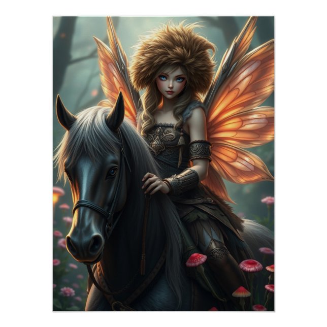 Warrior Horse Fairy Fantasy Art  Poster (Front)