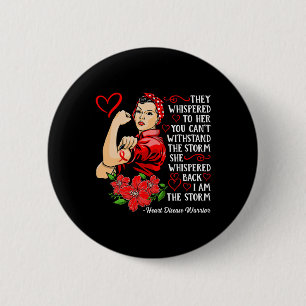 Warrior I Wear Red To Fight Heart Disease Awarenes 2 Inch Round Button