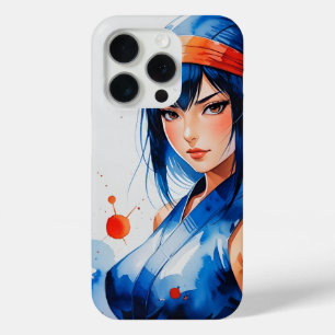 Warrior in Indigo Flames iPhone 15 Pro Case