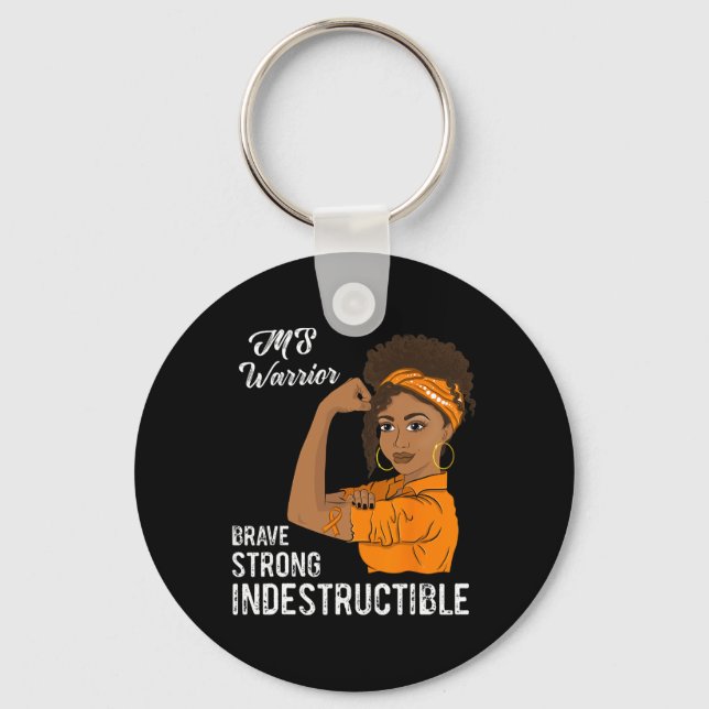Warrior Indestructible Multiple Sclerosis Awarenes Keychain (Front)