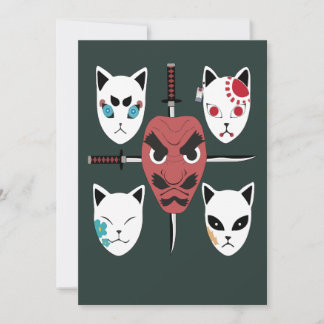 Warrior Katana Samurai Masks Invitation