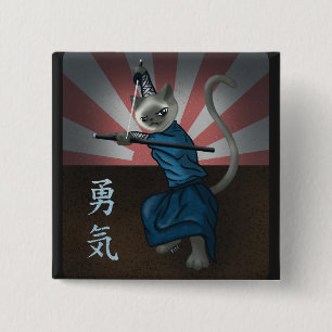 Warrior Kitten 2 Inch Square Button