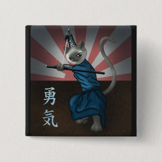 Warrior Kitten 2 Inch Square Button