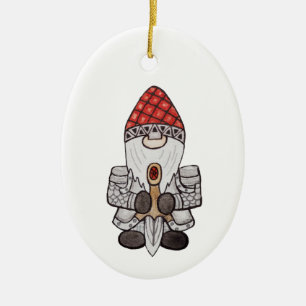 Warrior Knight Gnome  Ceramic Ornament