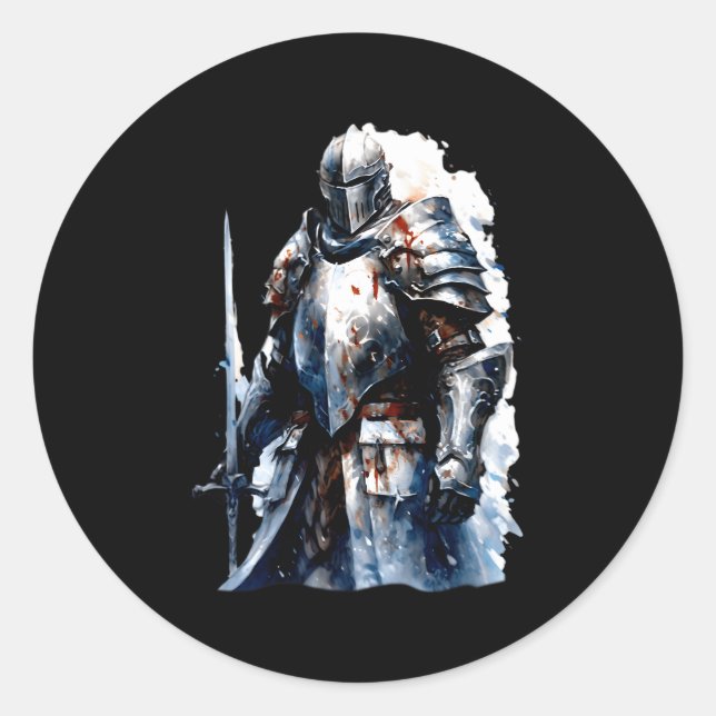 Warrior Knights Of Medieval Crusades Classic Round Sticker (Front)