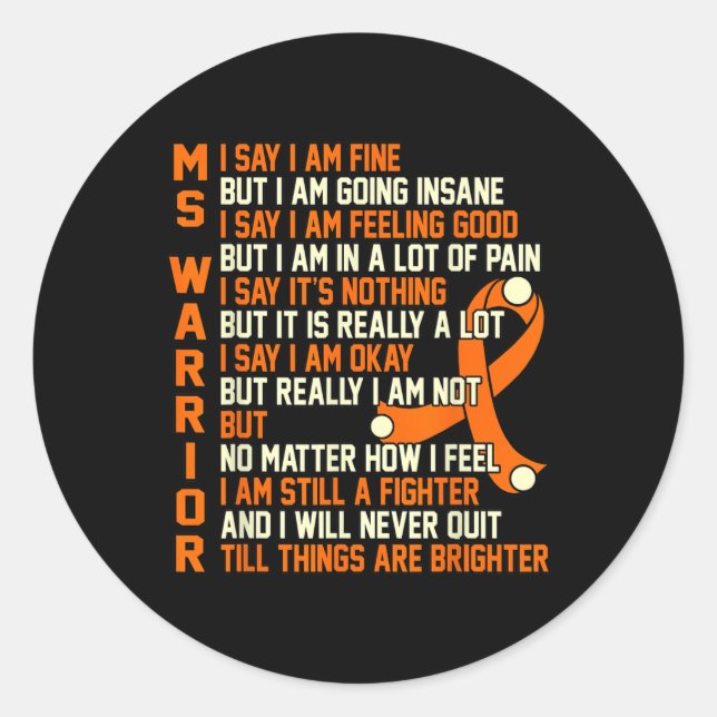 Warrior Multiple Sclerosis Awareness Graphic  Classic Round Sticker (Front)