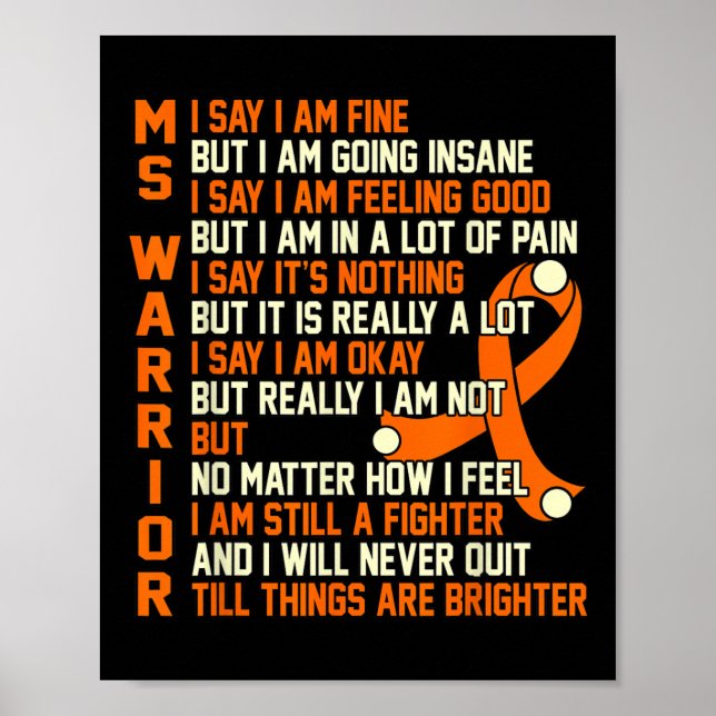 Warrior Multiple Sclerosis Awareness Graphic  Poster (Front)