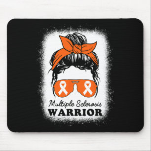 Warrior Multiple Sclerosis Awareness Messy Bun Mom Mouse Pad